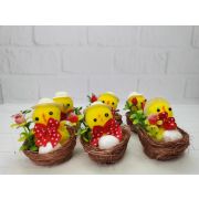 Сувенир пасхальный «Цыплёнок в шляпке в гнезде с цветком» 3х4х4 см   4559942