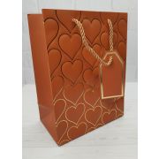 Пакет подарочный с тиснением «Сердца» Рыжий 18*23*10 210г 1/12 1/360