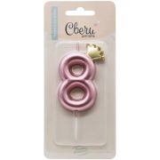 Свеча Цифра Золотая корона на шпажке розовый