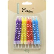 802919 Свечи Белые зигзаги, Ассорти, 0,75*8 + 2 см, 8 шт. с держат.